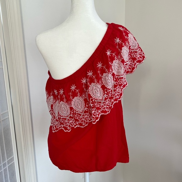 Maette One Shoulder Red Top - Picture 2 of 3